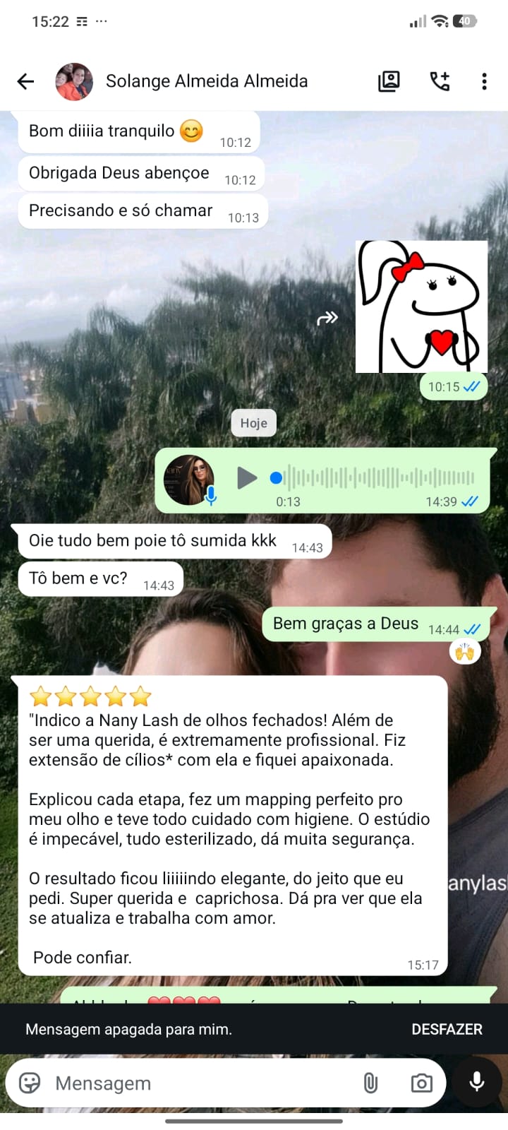 Print real de avaliação e feedback de cliente